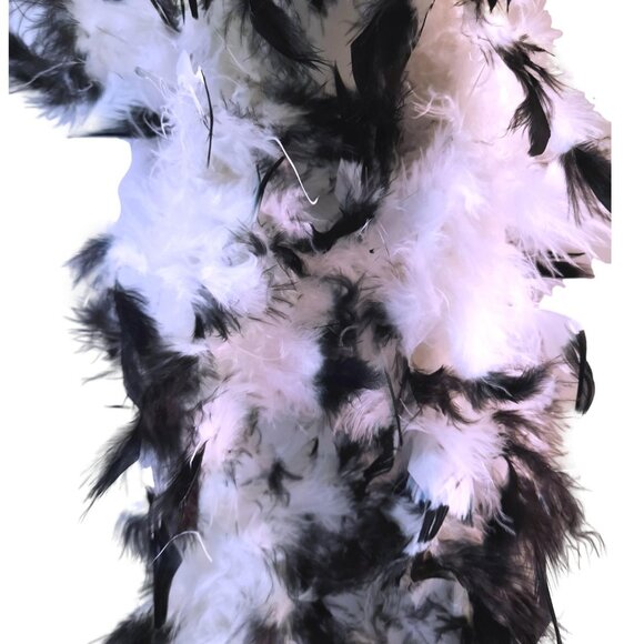 White with Black Tips 3 Ct Chandelle Feather Boa 45 gm 2 yds - Picture 2 of 3